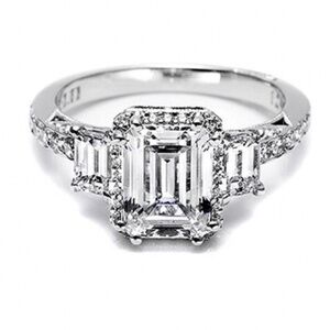 🪞 NEW 18K Gold Tacori designer diamond emerald cut center diamond gold ring